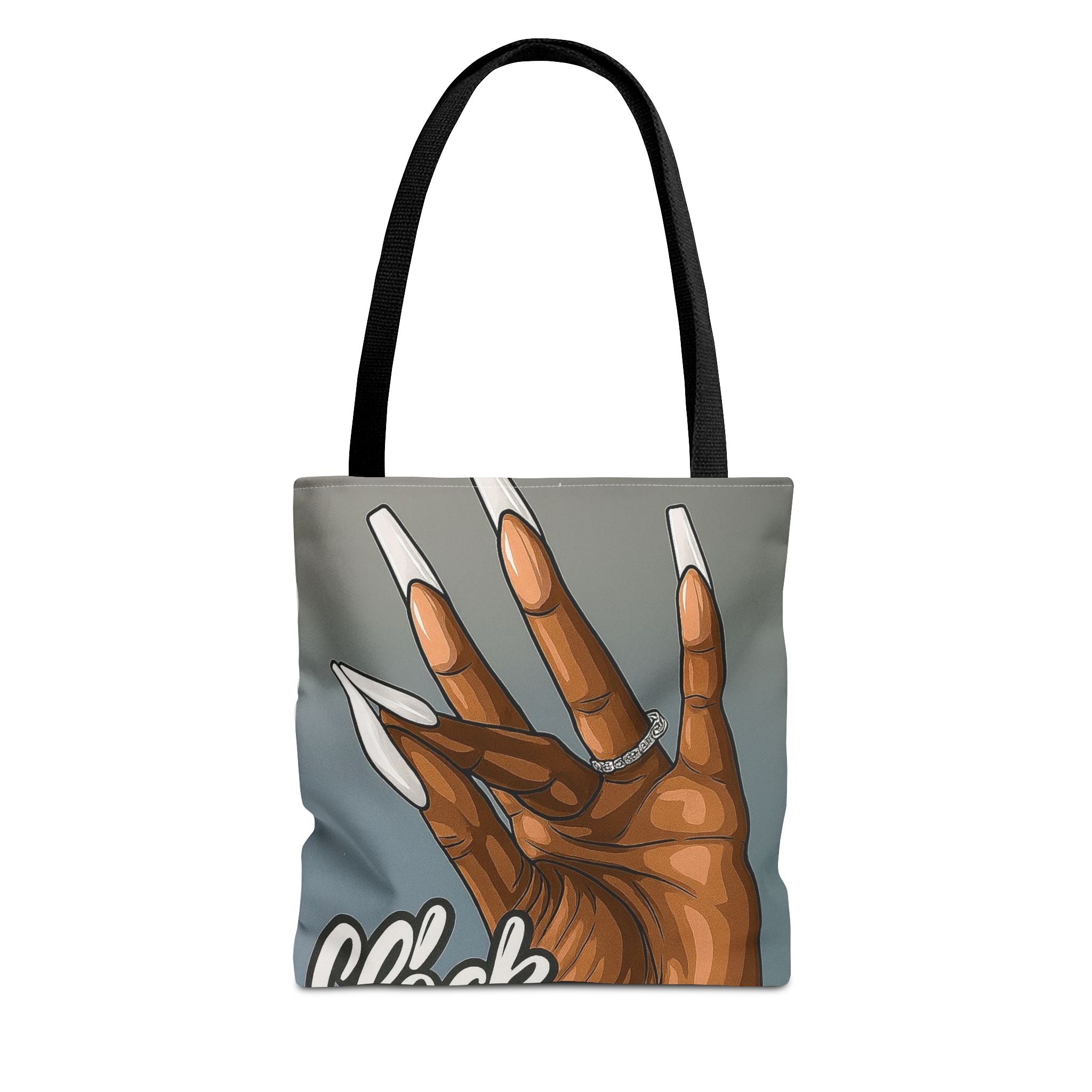 AOP Tote Bag — Chic Brown Hand with Long Nails Graphic