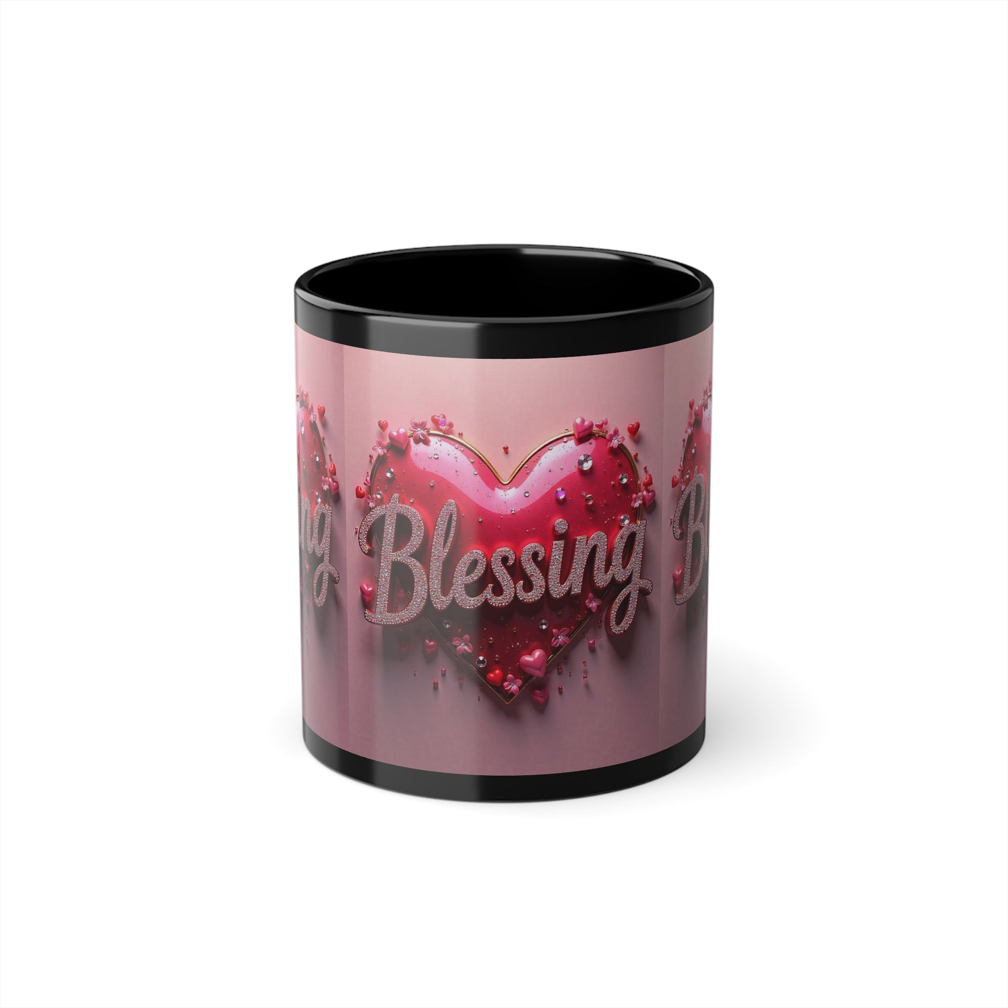 Blessing Heart Black Coffee Mug — 11oz Valentine Inspirational Gift