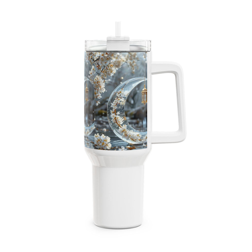40oz Crescent Moon Lantern Tumbler — Mystic Floral Night Travel Cup