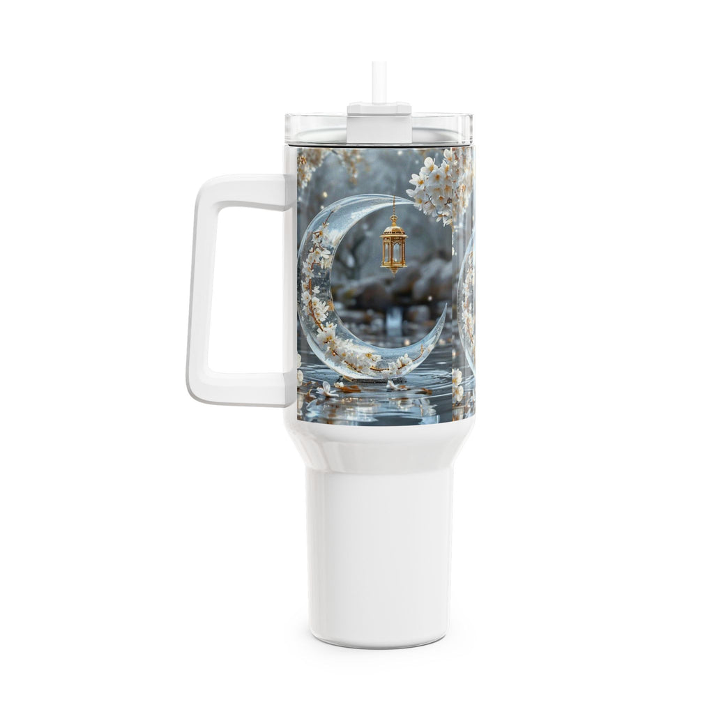 40oz Crescent Moon Lantern Tumbler — Mystic Floral Night Travel Cup