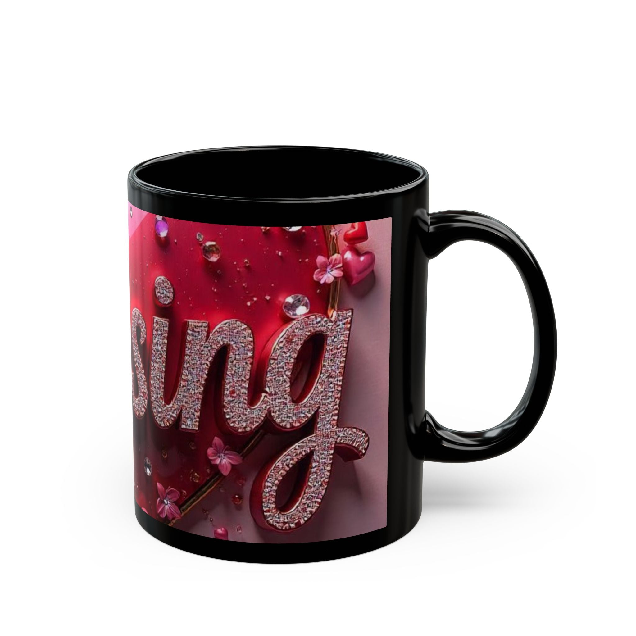 Blessed Red Heart Black Mug — Inspirational Coffee Cup for Valentine’s Day & Gratitude Gifts