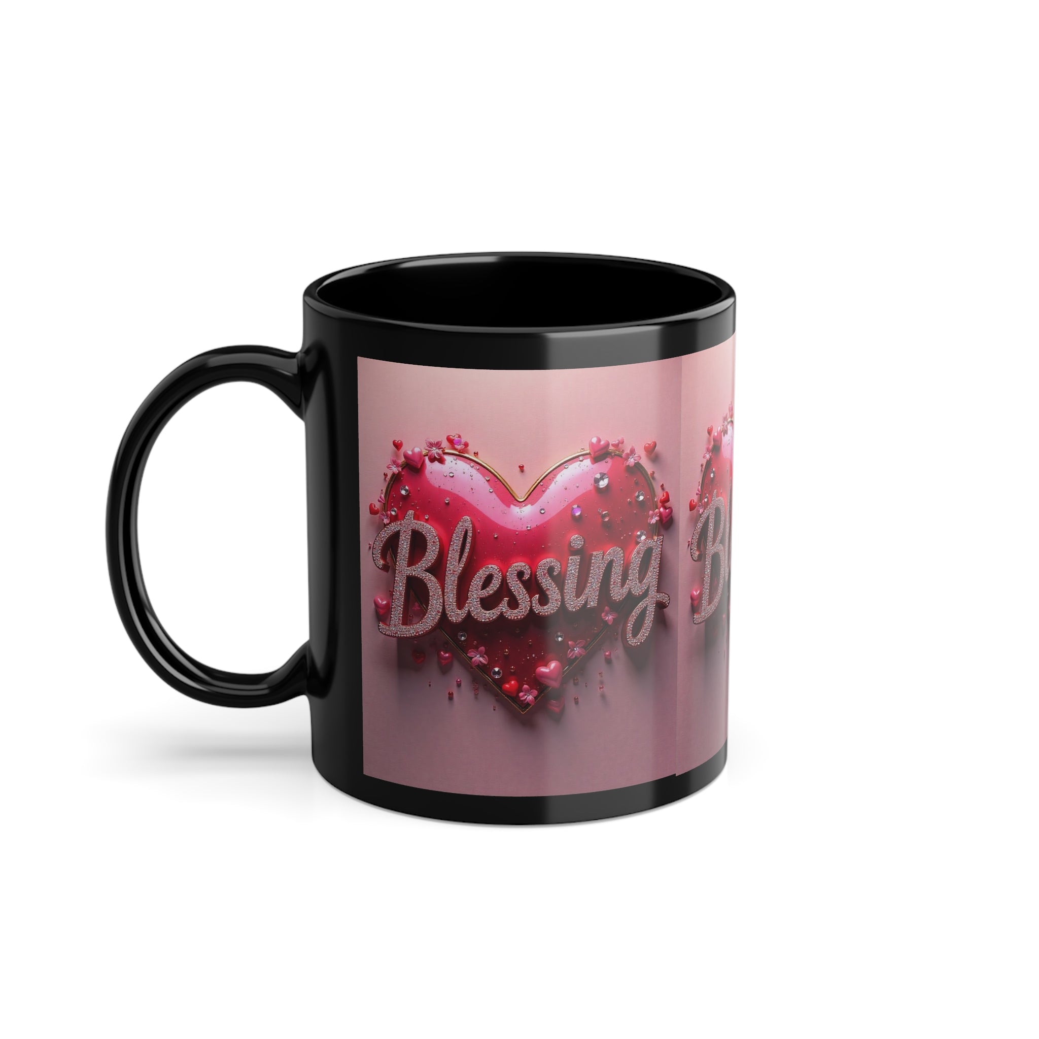 Blessing Heart Black Coffee Mug — 11oz Valentine Inspirational Gift