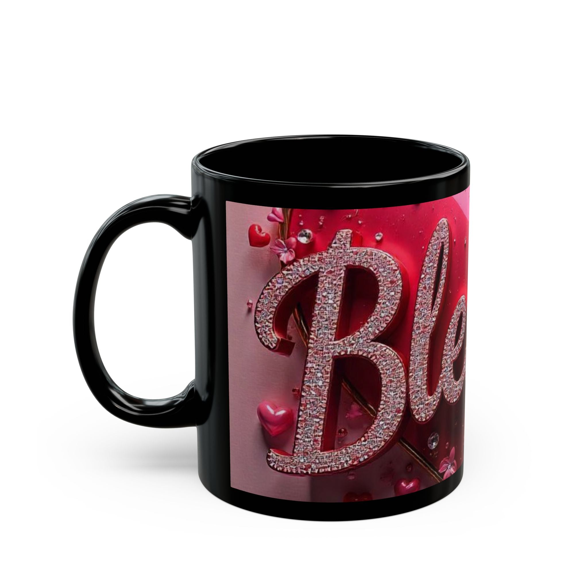 Blessed Red Heart Black Mug — Inspirational Coffee Cup for Valentine’s Day & Gratitude Gifts