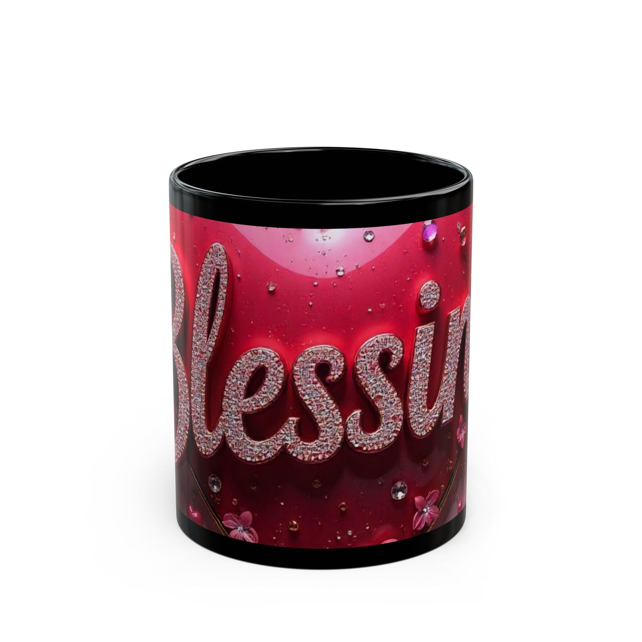 Blessed Red Heart Black Mug — Inspirational Coffee Cup for Valentine’s Day & Gratitude Gifts