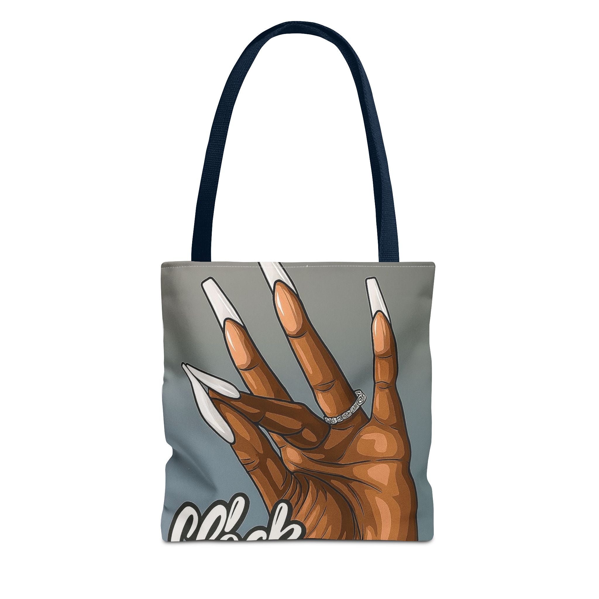 AOP Tote Bag — Chic Brown Hand with Long Nails Graphic