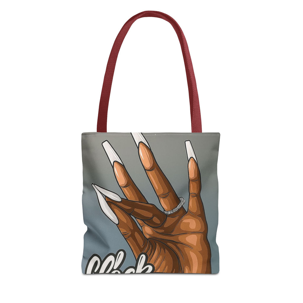 AOP Tote Bag — Chic Brown Hand with Long Nails Graphic