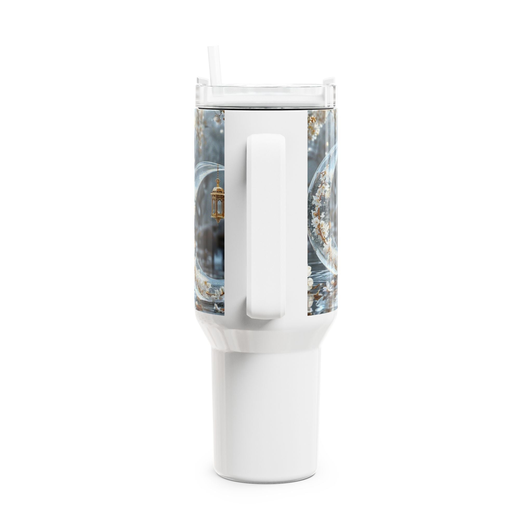 40oz Crescent Moon Lantern Tumbler — Mystic Floral Night Travel Cup