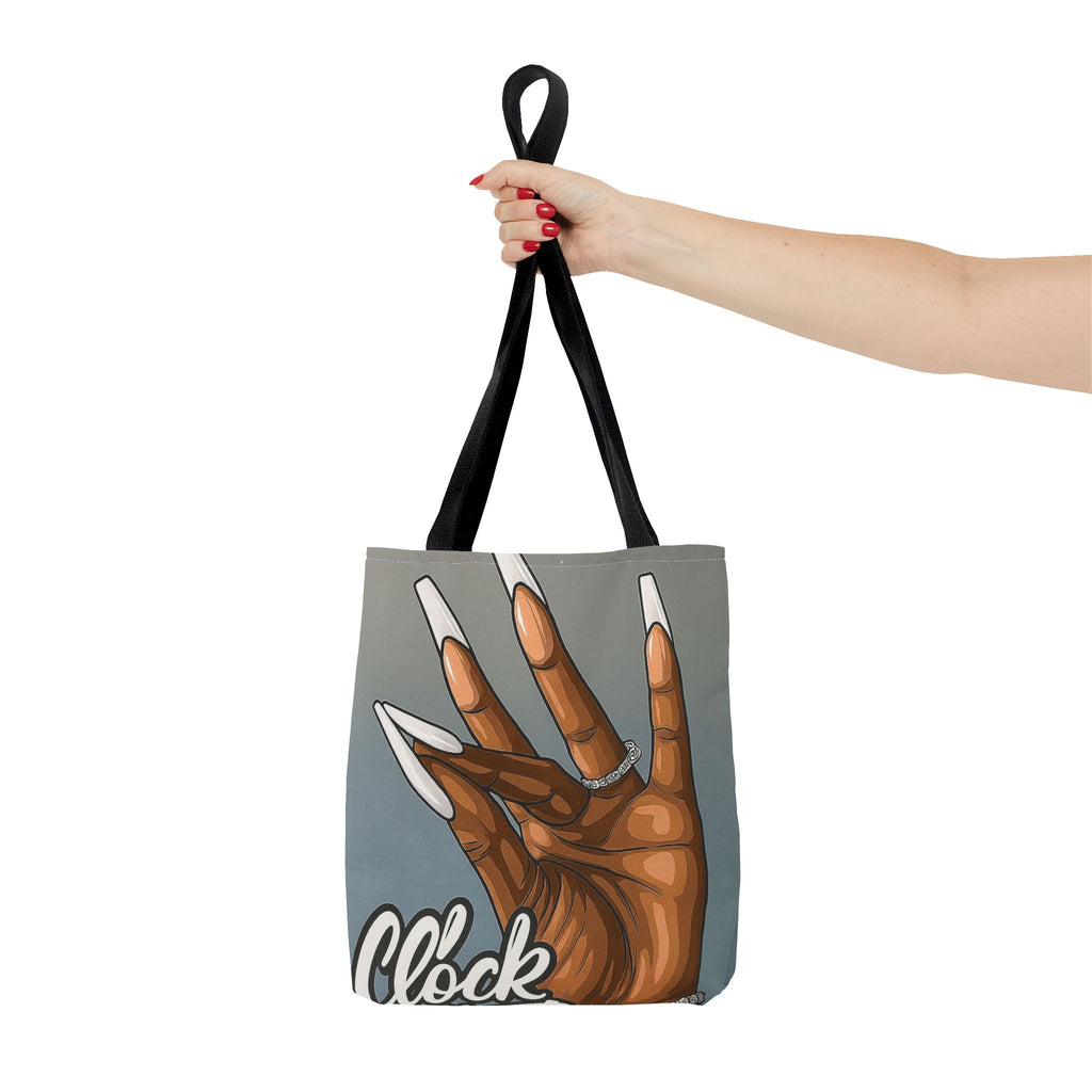 AOP Tote Bag — Chic Brown Hand with Long Nails Graphic