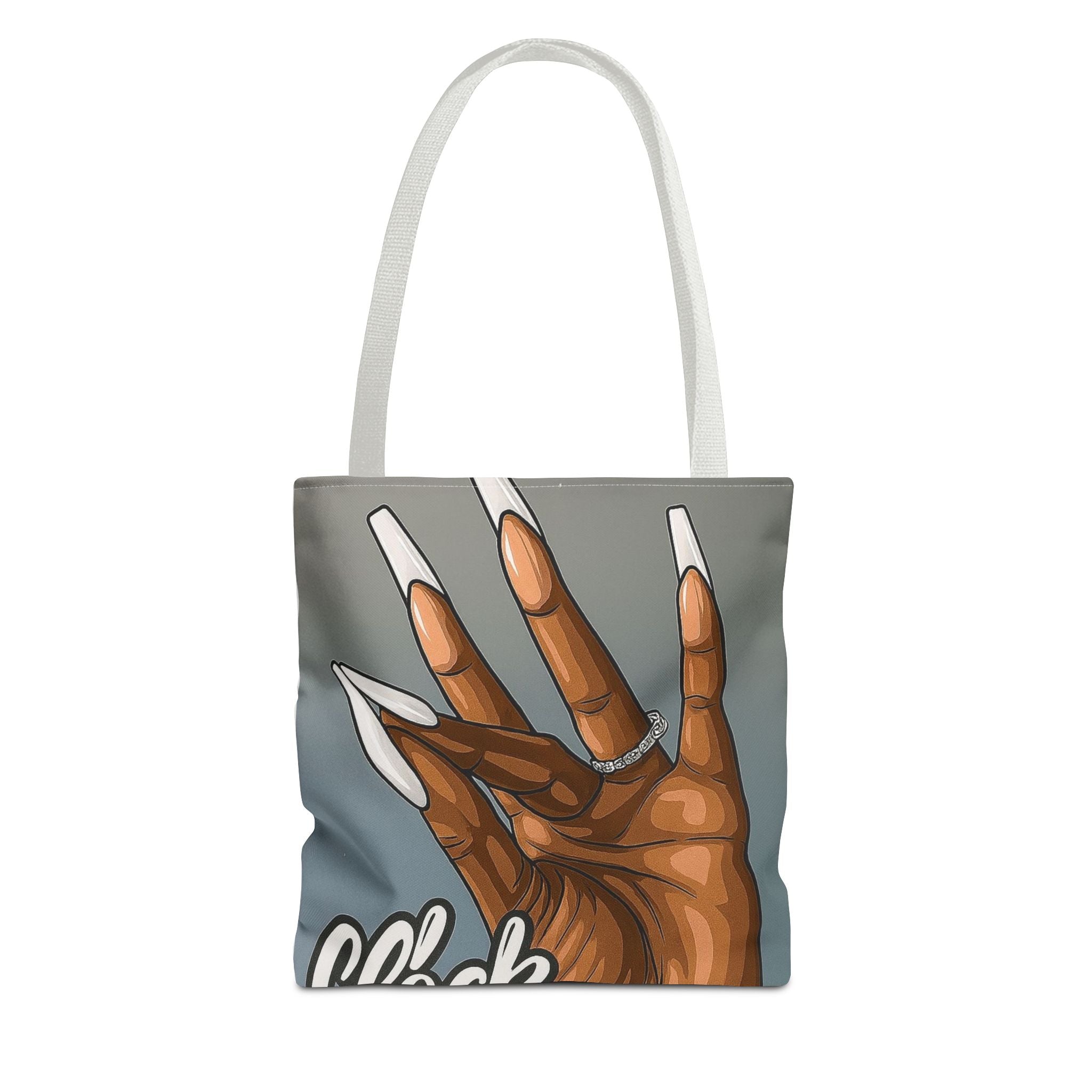 AOP Tote Bag — Chic Brown Hand with Long Nails Graphic