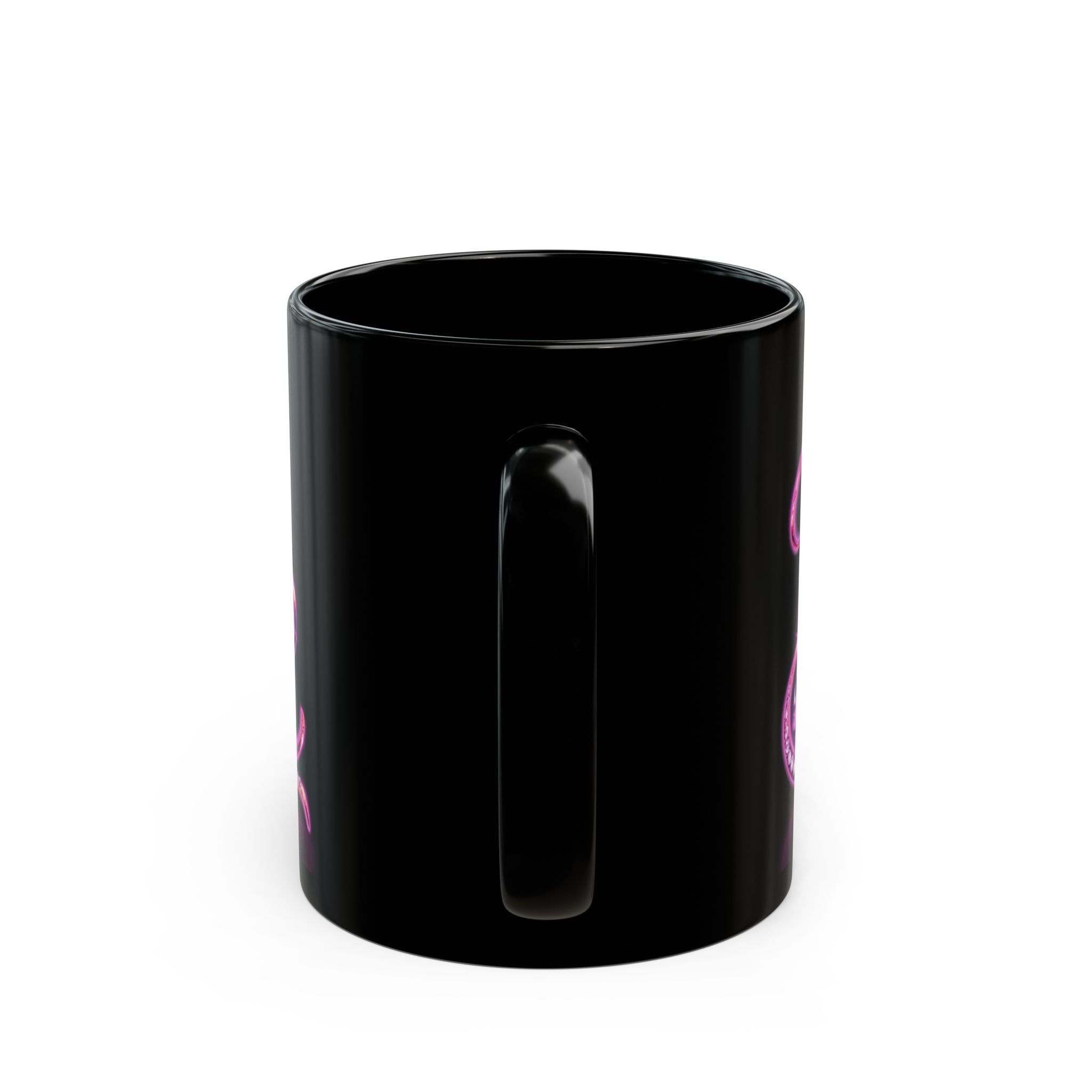 Barbie Glam Black Coffee Mug — Sparkling Pink Logo with Crown (11oz/15oz)