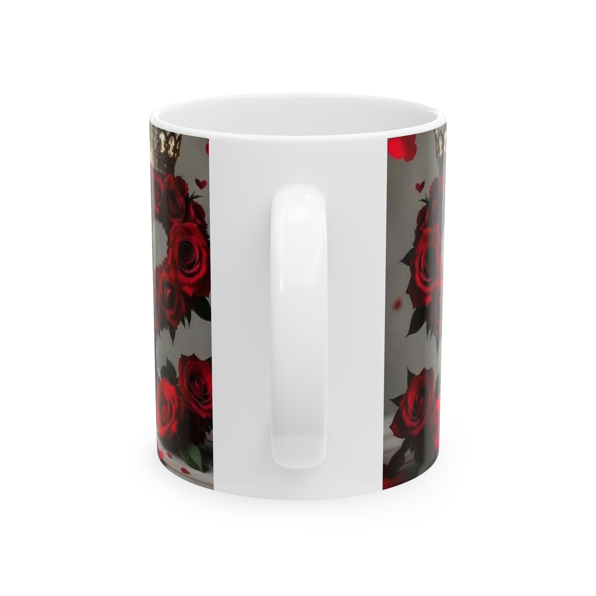 Valentine Love Heart Ceramic Mug — Red Roses & Butterflies (11oz, 15oz)