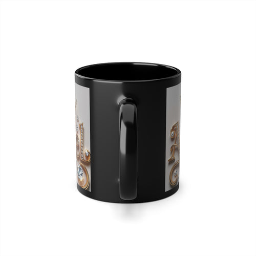 11oz Black Coffee Mug — 'Act Like a Lady' Rhinestone Crown Design